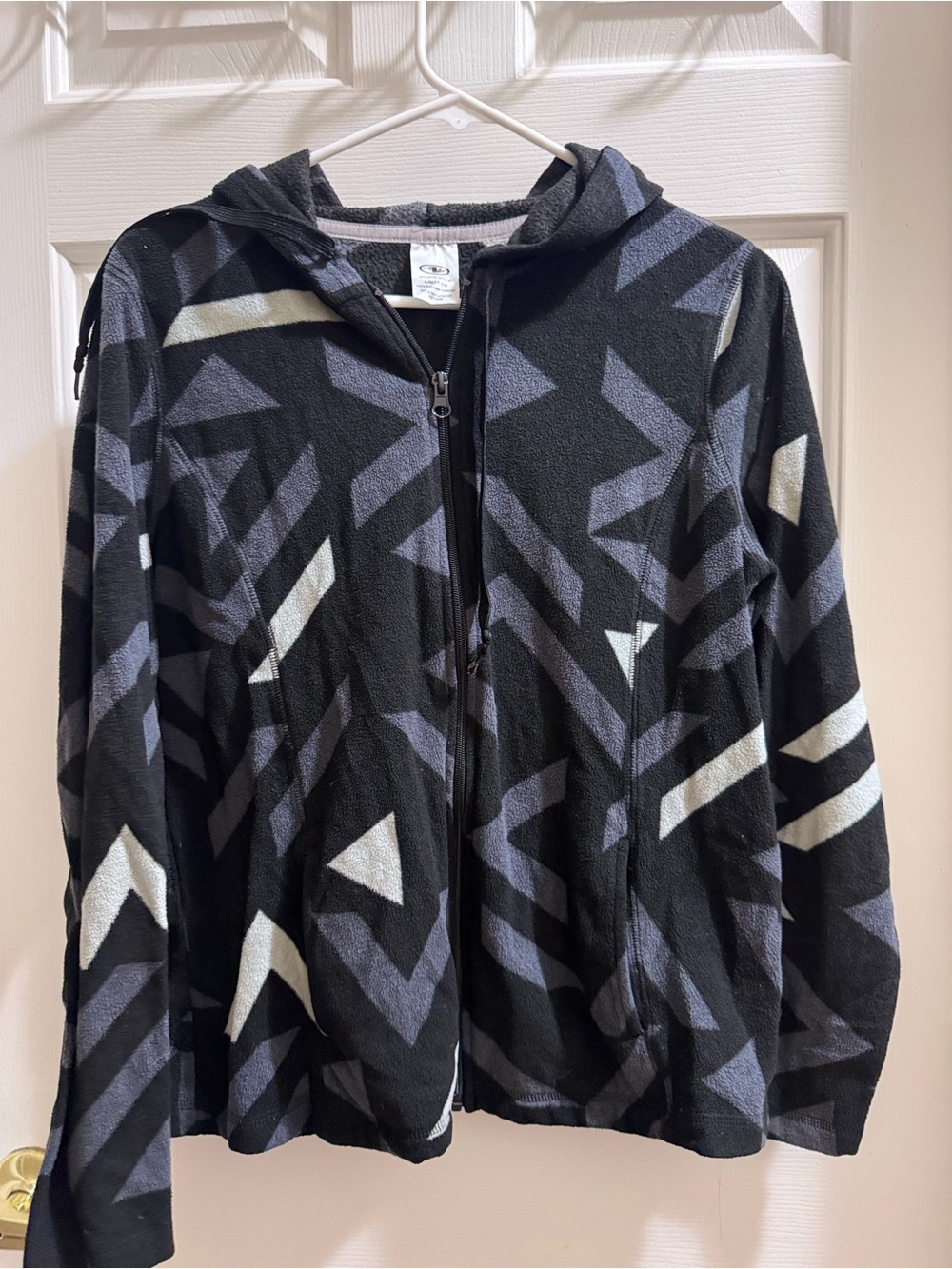 Athletic Works Black & Gray Geometric Zip Hoodie